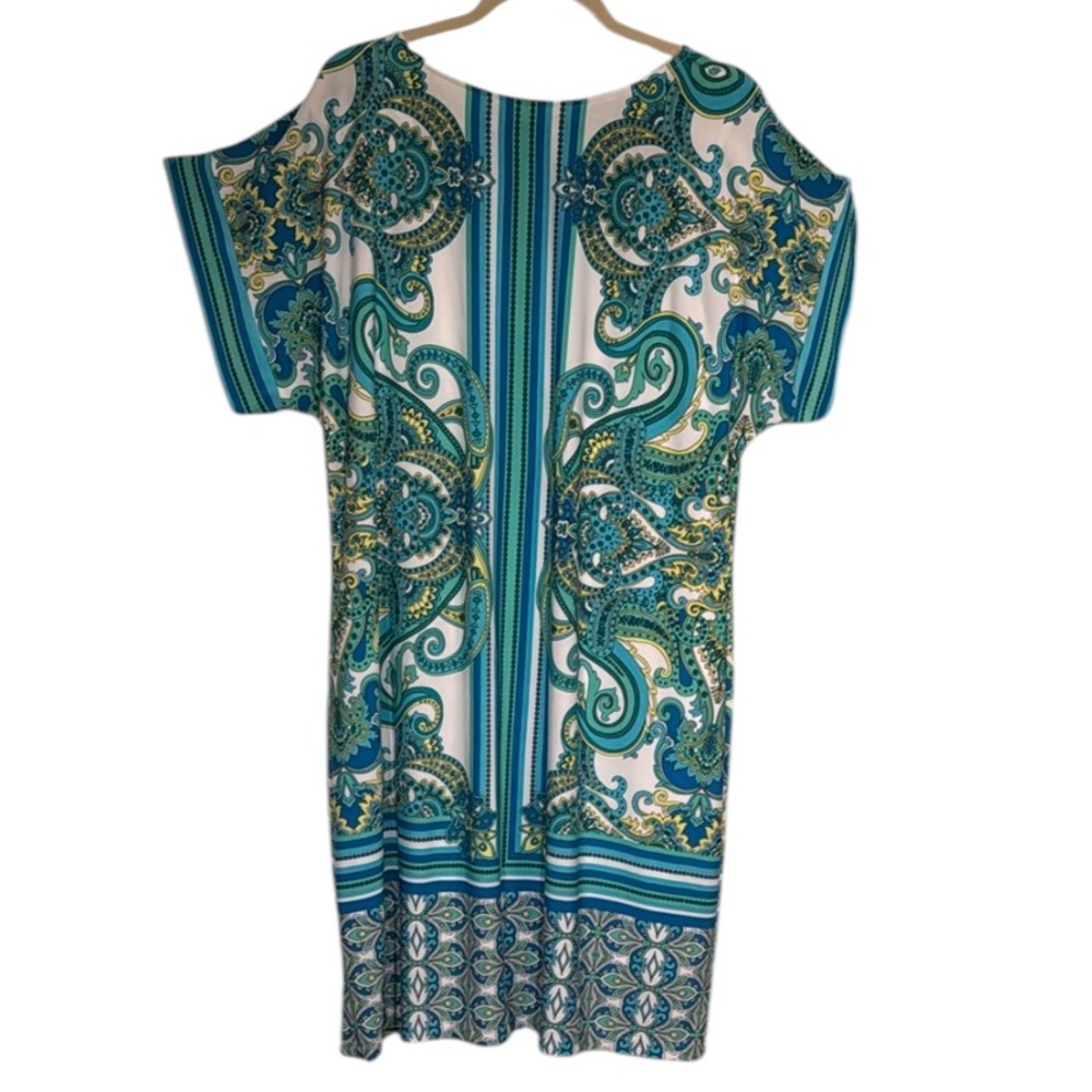 STUDIO ONE NEW YORK Paisley S/S Lined Shift Pullover Dress Knee Length Size XL - Picture 1 of 10